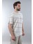 Ekru Bisiklet Yaka Basic Çizgili Erkek T-Shirt E7102 4