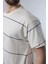 Ekru Bisiklet Yaka Basic Çizgili Erkek T-Shirt E7102 3