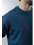 Petrol Mavisi Bisiklet Yaka Basic Çizgili Erkek T-Shirt E7102 3