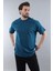 Petrol Mavisi Bisiklet Yaka Basic Çizgili Erkek T-Shirt E7102 4