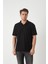 Havlu Kumaş Polo Yaka Erkek T-Shirt - Siyah 1