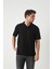 Havlu Kumaş Polo Yaka Erkek T-Shirt - Siyah 2