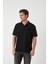 Havlu Kumaş Polo Yaka Erkek T-Shirt - Siyah 3