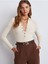 Kadın Ekru Dik Yaka Çıtçıtlı Triko KAZAK-10686 5