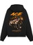 Ace Baskılı Siyah Unisex Oversize Fit Pamuklu Kapüşonlu Sweatshirt 1