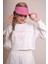 Delicate Kadın Ekru Oversize Crop Sweatshirt - "vibes" Tenis Raketi Baskılı, Spor & Günlük Şık Stil 1