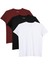 Unisex 3'lü Paket Siyah-Beyaz-Bordo Rengi Slim Fit Dar Kesim %100 Pamuk Bisiklet Yaka Tişört 1