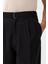 Siyah Modal Kumaş Relax Fit Kemerli Erkek Pantolon 4