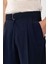 Lacivert Modal Kumaş Relax Fit Kemerli Erkek Pantolon 4