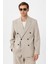 Bej Relax Fit Kruvaze Erkek Blazer Ceket 2