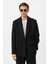 Siyah Relax Fit Kruvaze Kapama Erkek Teknik Blazer Ceket 1