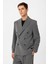 Gri Relax Fit Kruvaze Erkek Blazer Ceket 1