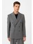 Gri Relax Fit Kruvaze Erkek Blazer Ceket 2