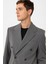 Gri Relax Fit Kruvaze Erkek Blazer Ceket 3