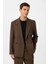 Kahve Relax Fit Kruvaze Kapama Erkek Teknik Blazer Ceket 1