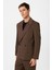 Kahve Relax Fit Kruvaze Kapama Erkek Teknik Blazer Ceket 2