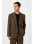 Kahve Relax Fit Kruvaze Kapama Erkek Teknik Blazer Ceket 3