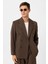 Kahve Relax Fit Kruvaze Erkek Blazer Ceket 2