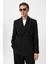 Siyah Relax Fit Kruvaze Erkek Blazer Ceket 1