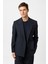 Lacivert Relax Fit Kruvaze Kapama Erkek Teknik Blazer Ceket 2