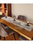Runner Gri Kürklü Peluş Masa Örtüsü Şık Dekoratif Lüks Elegant Modern Dekoratif Runner 2