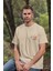 Unisex T-Shirt, Renkli Baskılı, Oversize, Pamuk, Krem T-Shirt NO:00433 3