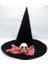 Siyah Renk Pembe Duvaklı Kuru Kafa Temalı Cadı Şapkası 35X38 cm 1