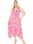 Butik Askılı V Yaka Toka Detaylı Pembe Motif Desen Elbise 3