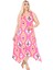 Butik Askılı V Yaka Toka Detaylı Pembe Motif Desen Elbise 4