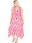 Butik Askılı V Yaka Toka Detaylı Pembe Motif Desen Elbise 5