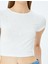 Aplikeli Kısa Kollu Slim Fit Bisiklet Yaka Crop Tişört 5