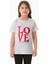 %100 Pamuk Simli Love Yazı Baskılı Kız Çocuk Tişört 1