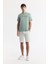 Erkek Mint Yeşil Bisiklet Yaka Reflektörlü Bi Stretch Interlok T-shirt A51y1037 5