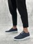 BA0003 Bağcıklı Klasik Spor Keten Lacivert Beyaz Taban Casual Erkek Ayakkabı 1