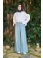 1123-DENIM Bağcıklı Bol Paça Pantolon Açık Mavi 1