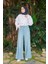1123-DENIM Bağcıklı Bol Paça Pantolon Açık Mavi 5