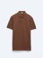 Kahverengi Düz Polo Yaka %100 Pamuk T-Shirt 1