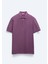 Mor Düz Polo Yaka %100 Pamuk T-Shirt 1