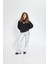 Siyah Bisiklet Yaka Kadın No Fear Ön ve Baskılı Oversize Sweatshirt 5