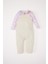 Kız Bebek 2'li Takım Unicorn Baskılı Sweatshirt Salopet Tulum E0487A525SP 8