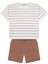 Bej Çizgili Triko Şortlu Set 1