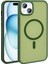 Apple iPhone 14 Kılıf Magsafe Şarj Özellikli Mat Arka Yüzey Zore Sio Kapak-Koyu YEŞIL-8680436777152- 1