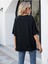 Kadın / Kız Siyah Oversize T-Shirt Wild Baskılı 3
