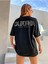 Kadın / Kız Siyah West Coast Baskılı Oversize T-Shirt Salaş Boyfirend 3