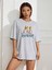 Be A Kind Human Baskılı Kadın / Kız Oversize Gri Salas T-Shirt Boyfriend 3