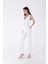 Yüksek Belli ve Cepli Astarsız Boru Paçalı Relaxed Kadın Kot Pantolon Beyaz Denim Dört Mevsim 5