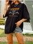 Kadın / Kız Siyah Oversize T-Shirt Take Me A Way Baskılı 2