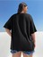 Kadın / Kız Siyah Oversize T-Shirt Rozet Baskılı 4