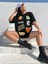 Kadın / Kız Siyah Oversize T-Shirt Rozet Baskılı 5