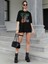 Kadın / Kız Siyah Oversize T-Shirt Chıcago Baskılı 1